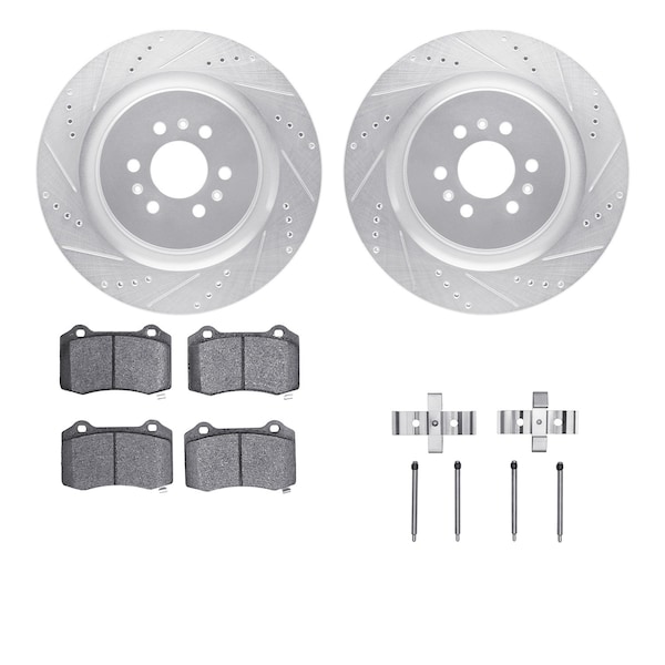 Dynamic Friction Co DFC Brake Rotor - Drilled & Slotted - Silver- Heavy Duty Brake Pad includes Hardware 7412-46007 - main