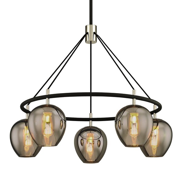 Troy Lighting Iliad 5 Light Chandelier 35.25 In. Carbide Blk & Pol Nickel F6215-TBK/PN - main