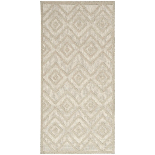 Homeroots 2' X 4' Cream And Beige Geometric Indoor Outdoor Area Rug 573848 - main