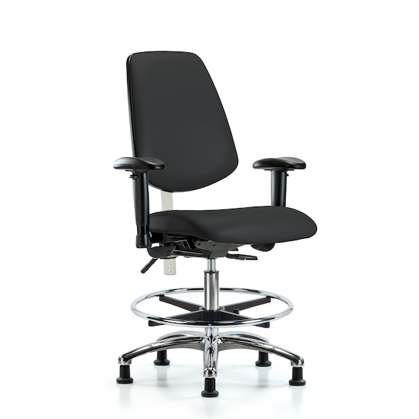 Blue Ridge Ergonomics Clean Room Chair Vin Med Ben Chair, Med, Bk, Blk, CL100, Adjustable Arms, 22" to 29" Height, Vinyl BR-NCR-VMBCH-MB-CR-T1-A1-CF-RG-8540 - main