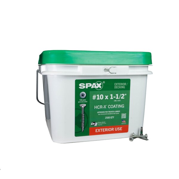 Spax #10 x 1-1/2 in Exterior Wood Deck Screws Construction Flat Head T-Star Plus Bulk Pail, 2500PK 3191670500400 - main