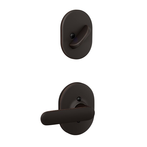 Schlage Residential Davlin Lever with Remsen Rose Interior Active Trim with 12326 Latch and 10269 Strikes Aged F59DAV716RMN - main