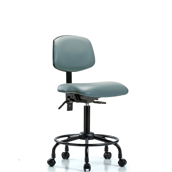 Blue Ridge Ergonomics Vinyl Chair, Med Bench, Round Tube Base, Tilt, Casters, Storm BR-VMBCH-RT-T1-A0-RC-8822 - main
