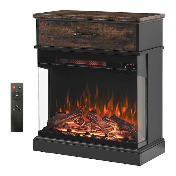 Edendirect 25 in. Freestanding with 3-Sided glass Electric Fireplace in Brown ZR-W1769134114 - main