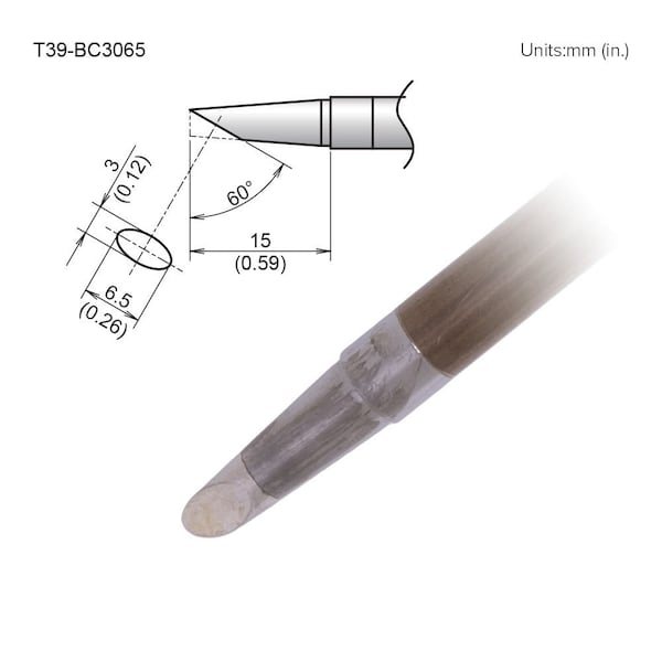 Hakko Soldering Tip, T.W. 6.5 mm, T.L. 15 mm T39-BC3065 - main