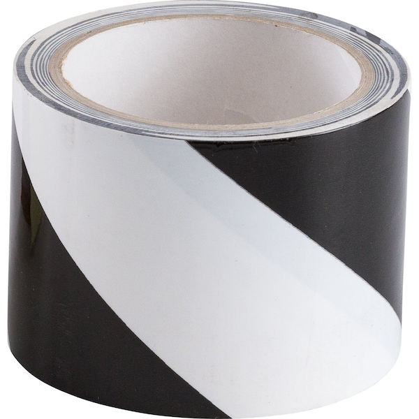 Brady Marking Tape Roll - High Performance Vinyl, Diagonal Stripes, Black on White, 3in x 18 Yds, 18PK 55293 - main