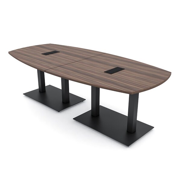 Skutchi Designs Arc Boat Conference Table, 45 in W, 96 in L, Brown HAR-ABOT-48x96-DOU.BK-H3041-EBLK - main