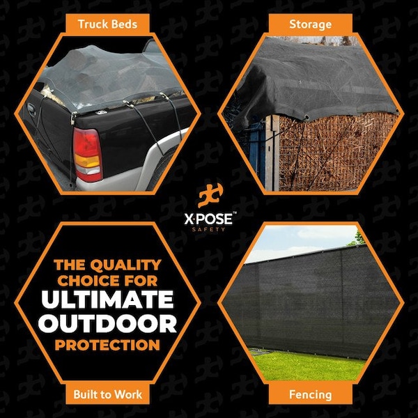 Xpose Safety Heavy Duty Mesh Tarp, 12 ft x 26 ft, 220 GSM, Black