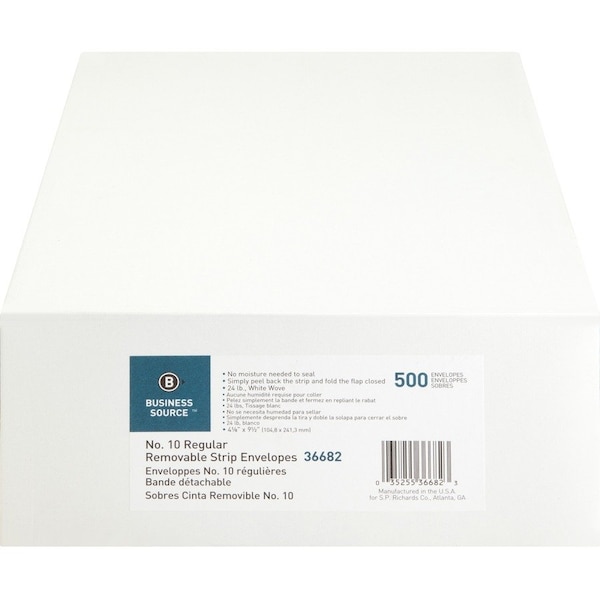 Business Source Business Envelope, 9 1/2"W, 4 1/8"H, PK500 BSN36682 - main
