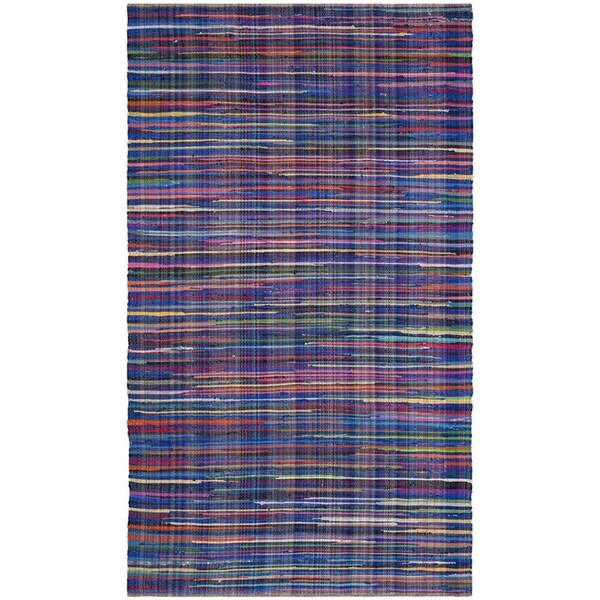 Safavieh Rag Hand Woven Medium Rectangle Area RugBlue & Multicolor 5 x 8 ft. RAR240B-5 - main