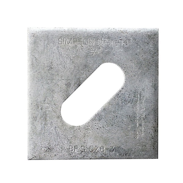 Simpson Strong-Tie BP Series Bearing Plate, 3 in L x 3 in W Dimensions, 3 ga, Steel, Hot-Dipped Galvanized BPS 5/8-3HDG - main
