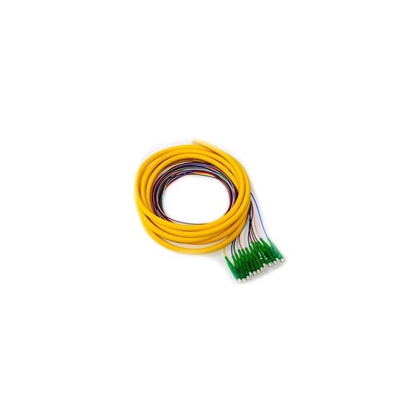 Cable Wholesale 12 Strand fiber distribution pigtail, 9/125 Singlemode(Green Boot), LC/APC 3 meters 15F2-02212 - main
