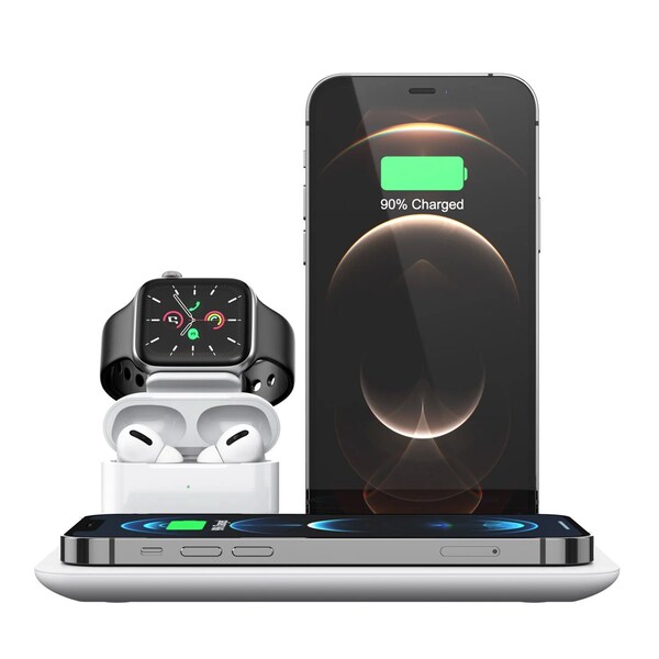 Trexonic 4 in 1 Fast Charge Wireless Charging Station in White 750123663M - main