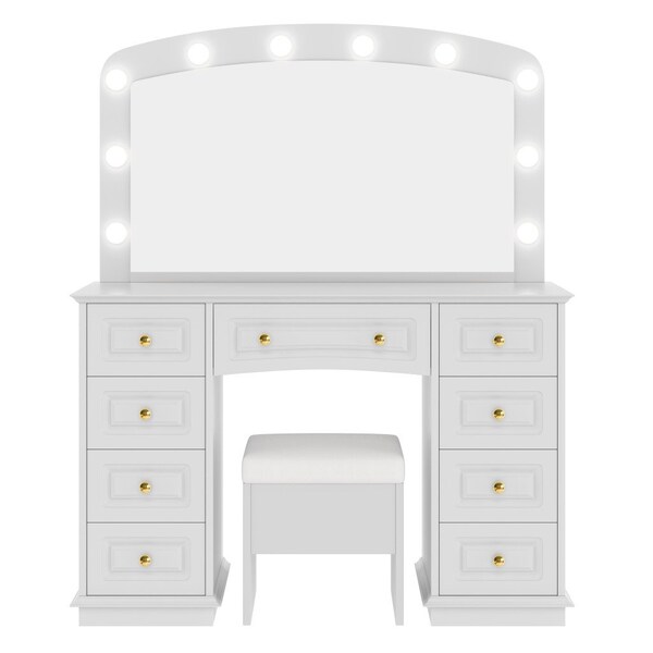 Homeroots 44" White Wood Lighted Mirrored Dresser 691721 - main