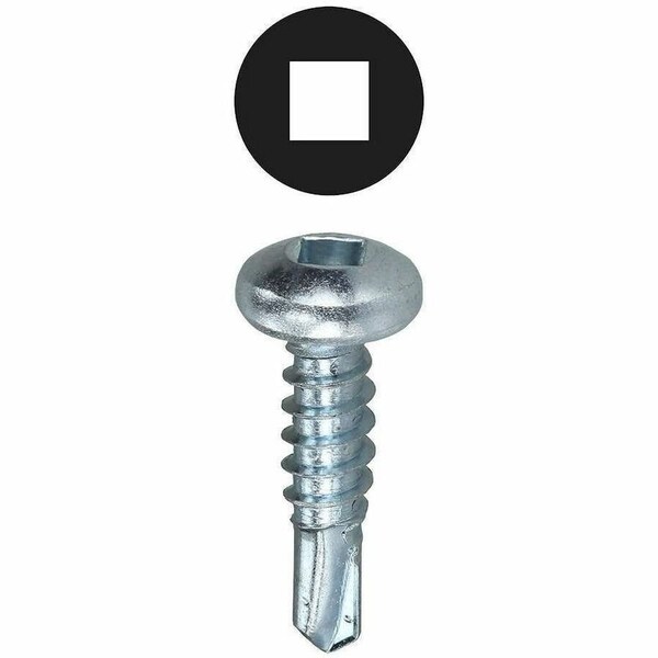 Dottie Self-Drilling Screw, #10-16 x 1 in, Zinc Plated Steel Pan Head Square Drive, 100 PK TEKDD101 - main