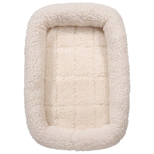 Slumber Pet Comfortable Dog Bed, 35-3/4 in L, 22-3/4 in W, Sherpa, Natural, Machine Washable ZW250 36 - main