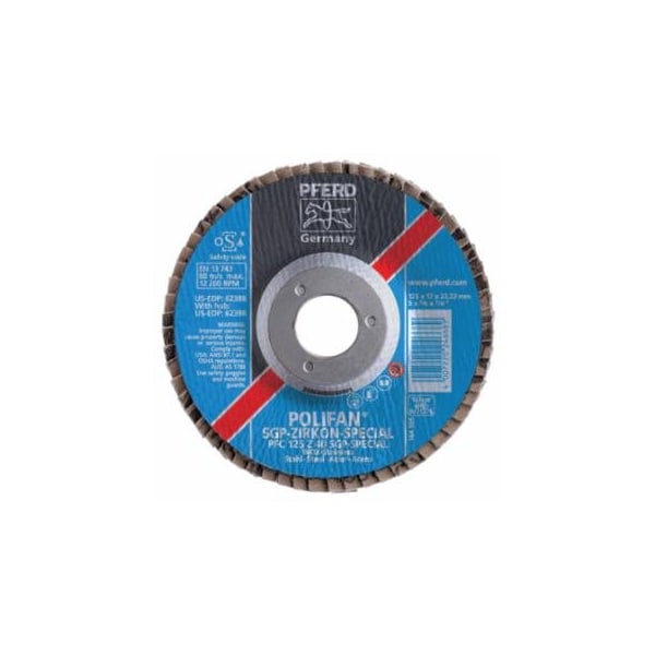 Pferd Type 29 POLIFAN SGP Flap Disc, 7 in dia, 40 Grit, 7/8 in dia Arbor, 8,600 RPM, Ceramic Oxide, 10PK 419-62669 - main