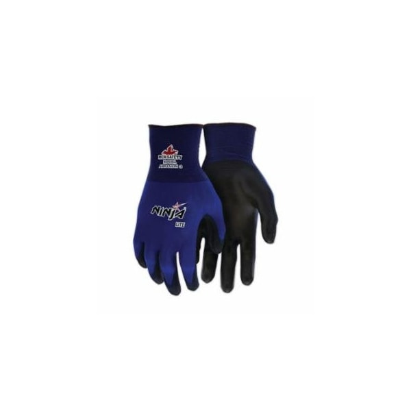 Mcr Safety Ninja Lite N9696 18-ga Nylon PU Coated Gloves, Medium, Black/Blue, 12PK 127-N9696M - main