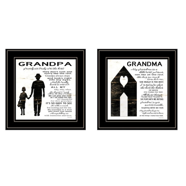 Homeroots Set Of Two My Grandparents are the Best 1 Black Framed Print Wall Art, 2PK 406055 - main