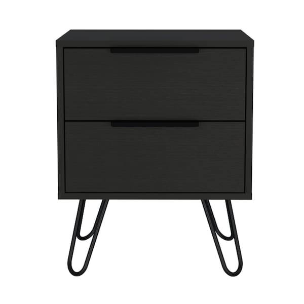 Homeroots 22" Black Wood Two Drawer Nightstand 478271 - main