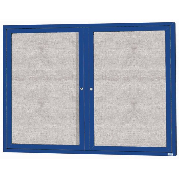 Aarco Outdoor Illuminated Enclosed Bulletin Board w/ Al Frame, Powder Coated Blue, 48''Hx60''W ODCC4860RIB - main