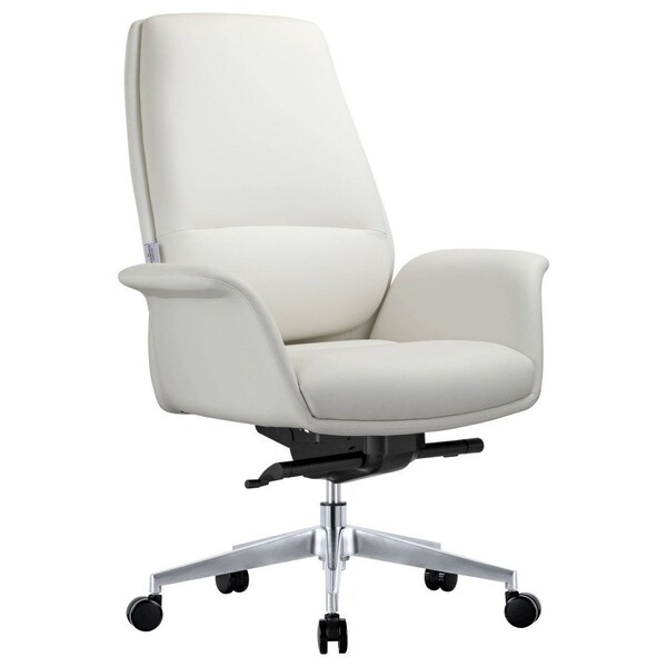 Leisuremod Summit Office Chair in Faux Leather & Aluminum Frame with Adjustable Height, Swivel & Tilt, White SO21WL - main