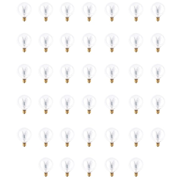 Bulbrite 40W Dimmable Clear G16.5 Incandescent Light Bulbs, Candelabra E12 Base, 2700K, 40PK 861264 - main