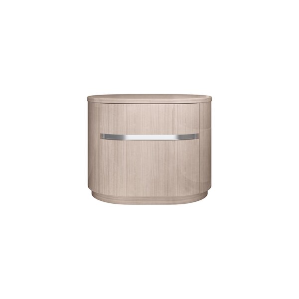 Homeroots 22" Beige Two Drawer Oval Nightstand 487332 - main