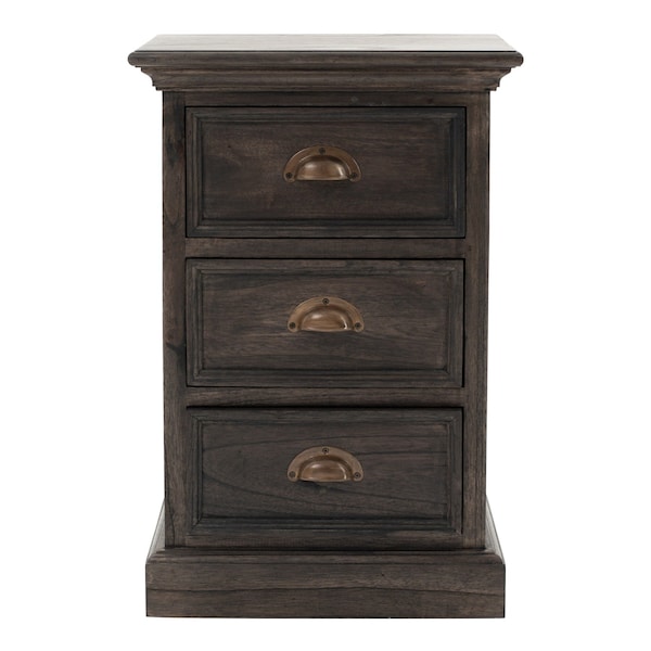 Homeroots Black Wash Three Drawer Nightstand 397617 - main