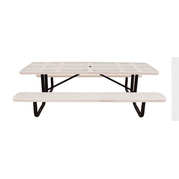 Leisure Craft 8' Standard Picnic Table, Perforated Metal, Portable, Sandstone T8XPP-PERF-SANDSTONE - main