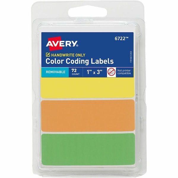 Avery Rectangular Color Coding Labels, 1, PK72 6722 - main