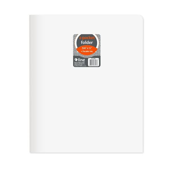 C-Line Products 8-1/2" x 11" White Two-Pocket Heavyweight Poly Portfolio Folder, 1/EA, 25/BX 33957-BX - main