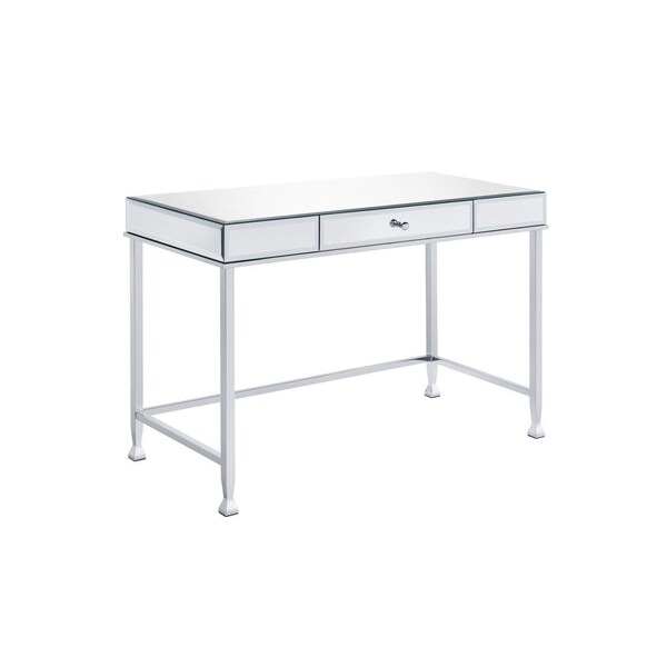 Homeroots 42" Clear and Silver Mirrored Writing Desk 491462 - main