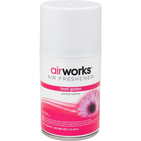 Air Works Metered Aerosol Air Freshener Fresh Garden, Aerosol, 6000 ft3, 7 oz, Fresh Garden, 12PK 7932 - main