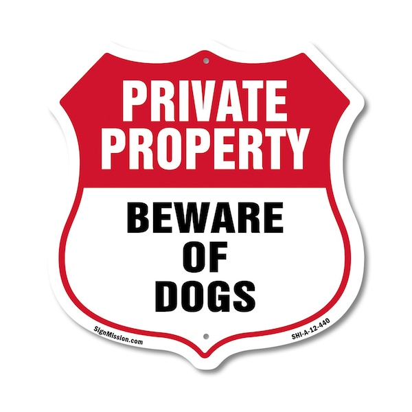 Signmission Private Property Shield Sign Beware Of D, 12 Inch X 12 Inch, Aluminum Metal Sign SHI-A-12-440 - main