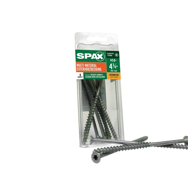 Spax #14 x 4-3/4 in Exterior Wood Deck Screws Construction Flat Head T-Star Plus, 8PK 4191670601202 - main