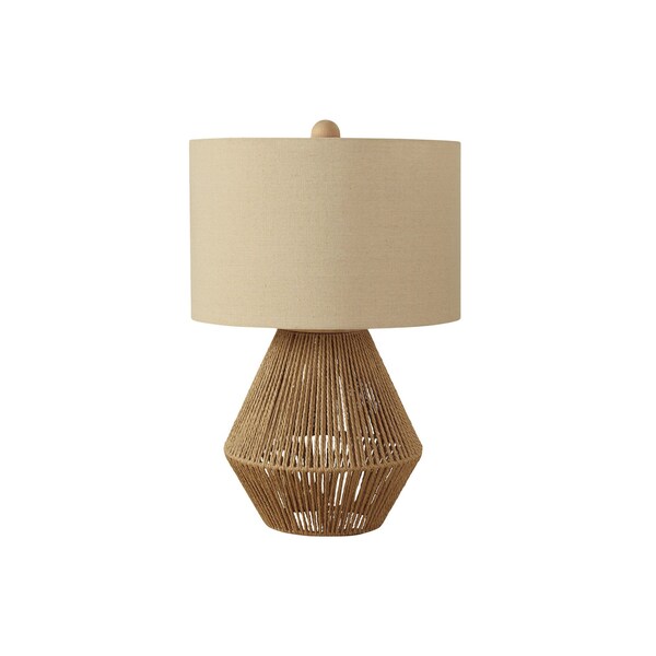 Homeroots 22" Brown Rattan Geometric Table Lamp With Beige Drum Shade 545814 - main