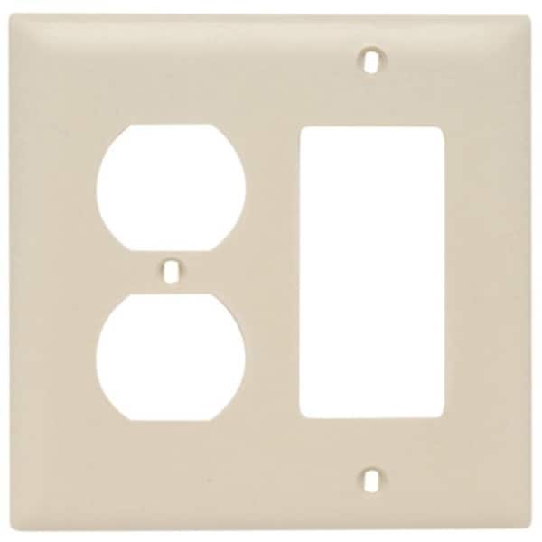 Legrand TradeMaster Combination Wallplate, 4.68 in L, 4-3/4 in W, 2 -Gang, Nylon, Ivory TP826ICC12 - main