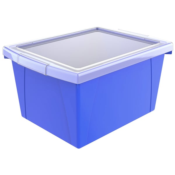 Storex 4 Gallon Storage Bin with Lid, Blue 61412U06C - main