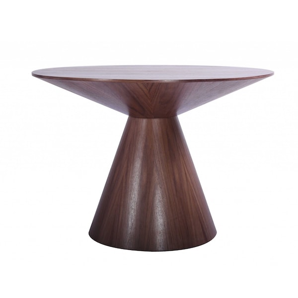 Homeroots 47" Brown Wood Pedestal Base Round Top Dining Table 372067 - main