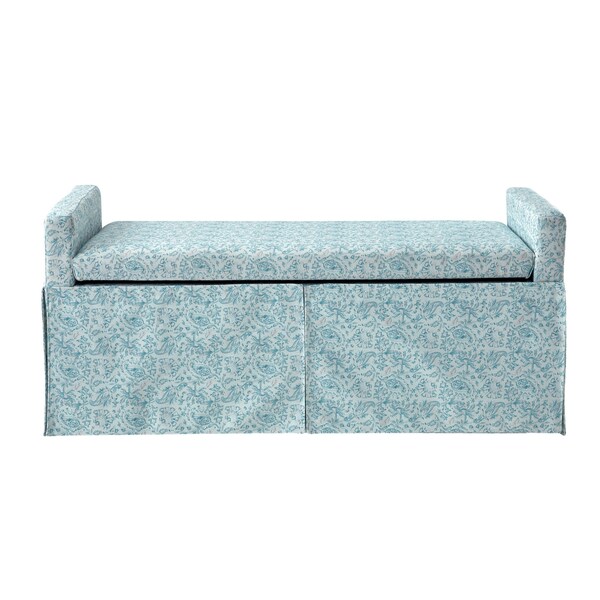 Homeroots 50" Blue Upholstered Linen Bench with Flip top 530677 - main