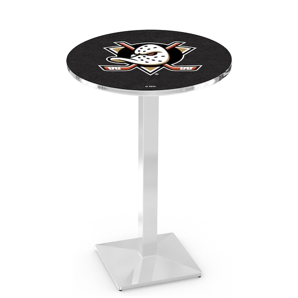 Holland Bar Stool Co 42" Chrome Anaheim Ducks Pub Table, 36" dia. Top L217C4236AnaDks - main