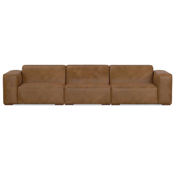 Homeroots 122" Brown Leather Modular Wood Sofa 641008 - main