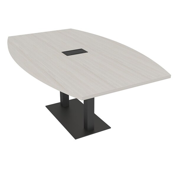 Skutchi Designs Boat Conference Table With Power Unit, 48 in W, 84 in L, Ivory HAR-BOT-48x84-DOU.BK-K458-EBLK - main