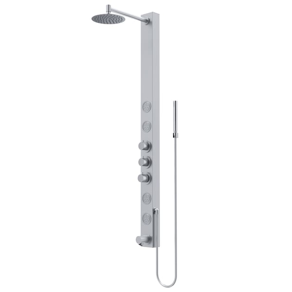 Vigo 58 in. H x 4 in. W 4-Jet Shower Panel System with Round Head, Tub Filler & Hand Shower Wand VG08020ST - main