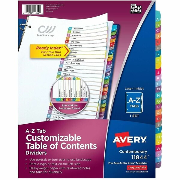 Avery DIVIDERS, A-Z, 26TABS, ARCHED, 12PK AVE11844 - main