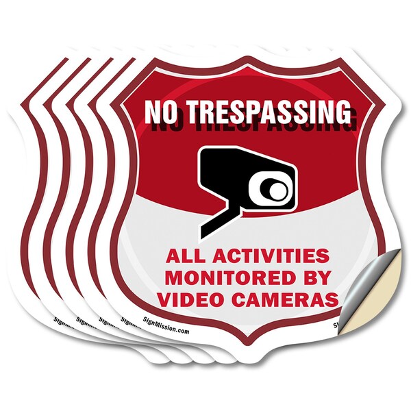 Signmission No Trespassing Shield Sign All Activitie, 4 inch X 4 inch, Vinyl Decal, 5PK SHI-D-5PACK-4-421 - main