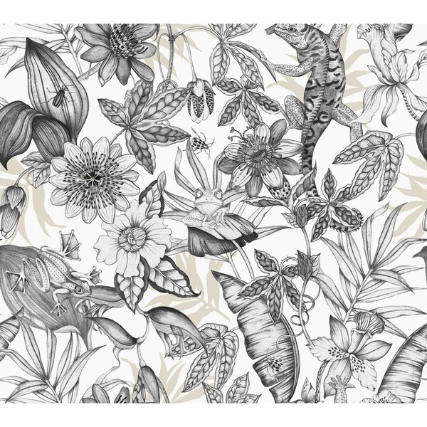 York Wallcoverings Rainforest White and Charcoal Wallpaper BL1703 - main