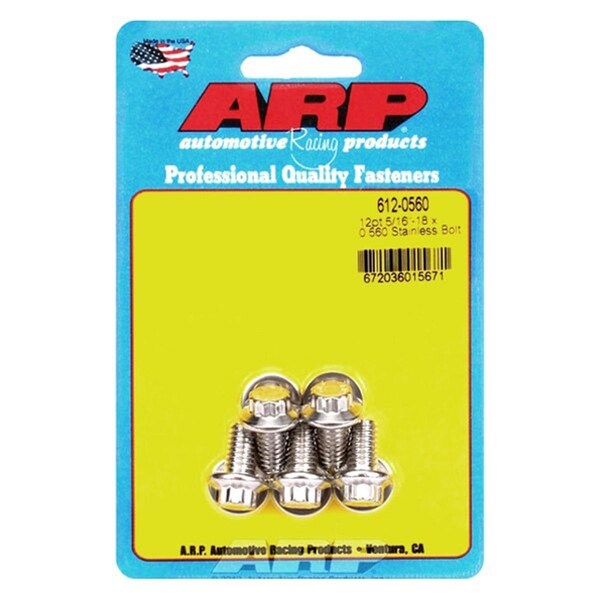Arp 612-0560 0.31-18 x 0.56 in. Stainless Steel 12 Point Bolt Kit, 5PK ARP612-0560 - main