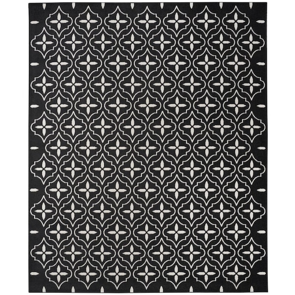 Homeroots 8' X 10' Black And Ivory Geometric Indoor Outdoor Area Rug 573064 - main